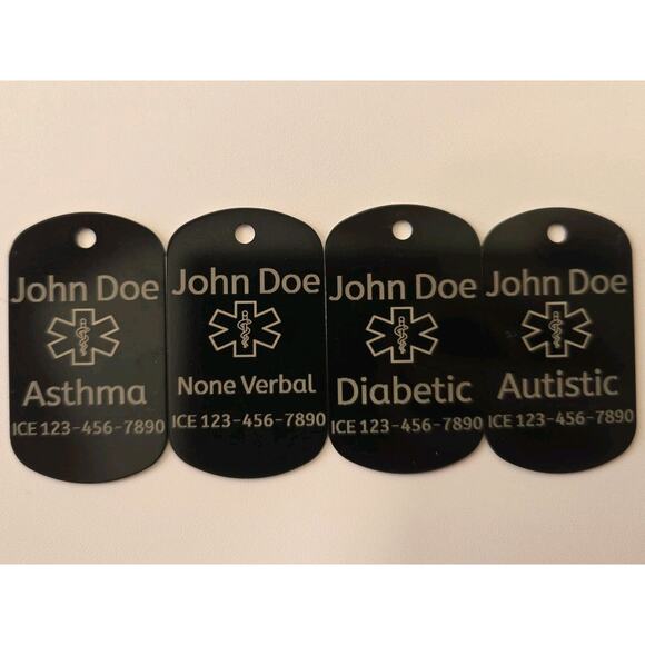 Medical Alert Necklace Dog Tag Buy 2 Get 1 Free Free Engraving - Picture 2 of 2